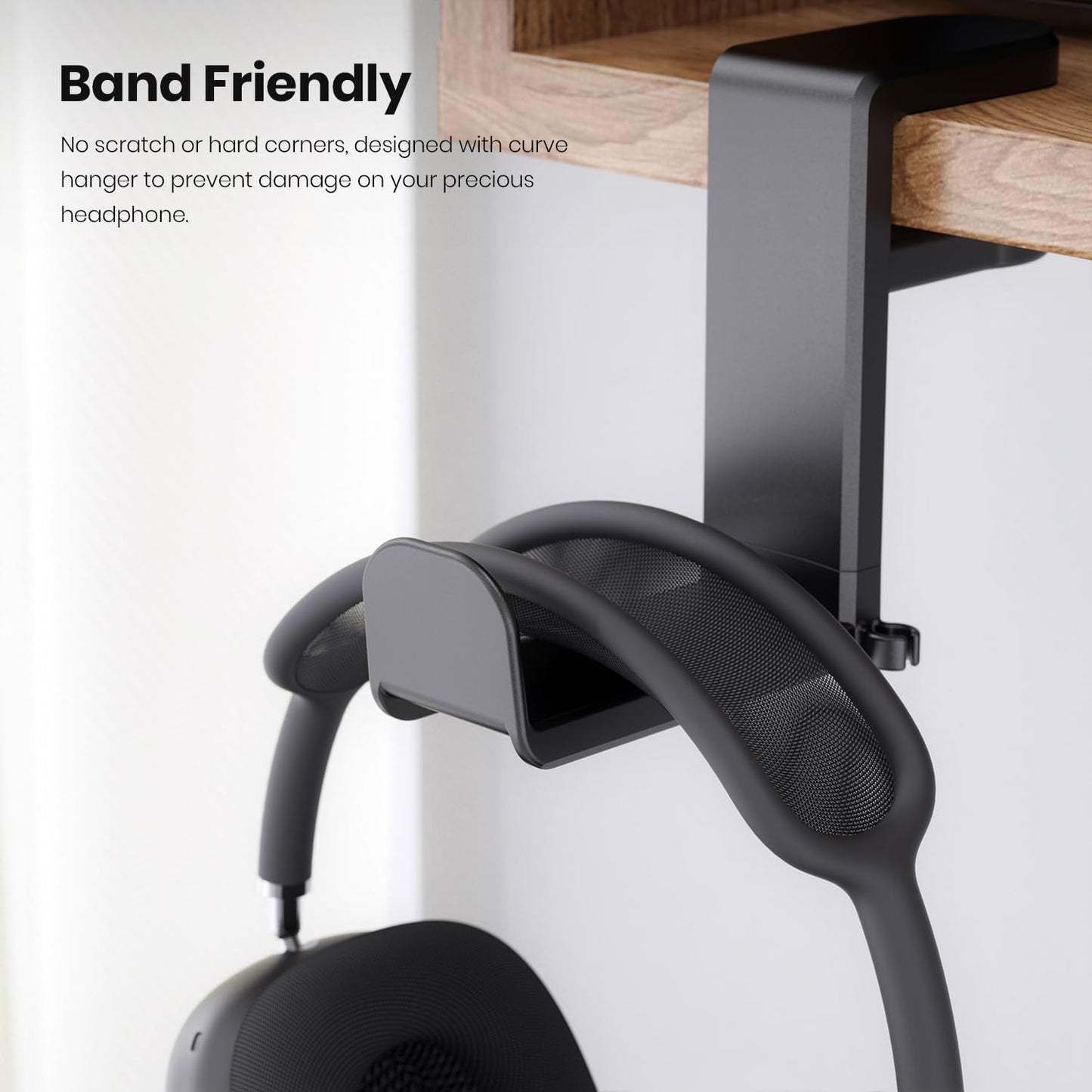 Rotating Under Desk Headphone Stand Black