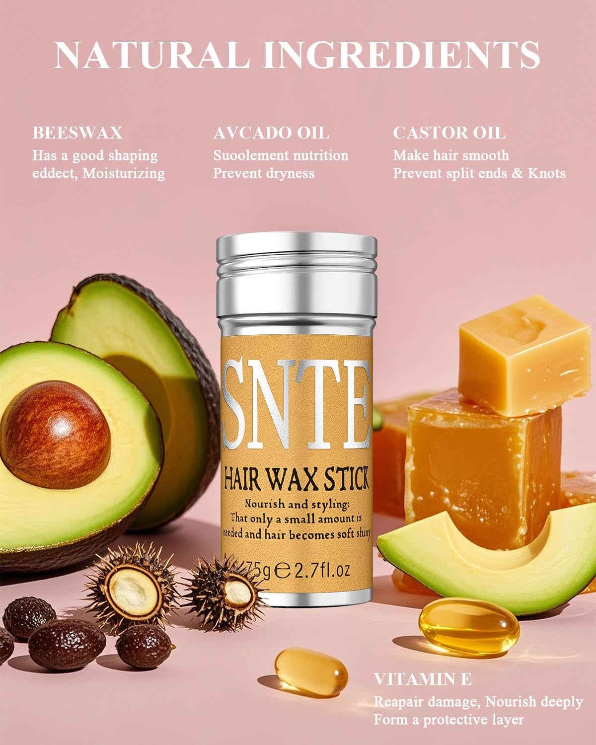 Hair Wax Stick & Slick Back Hair Brush