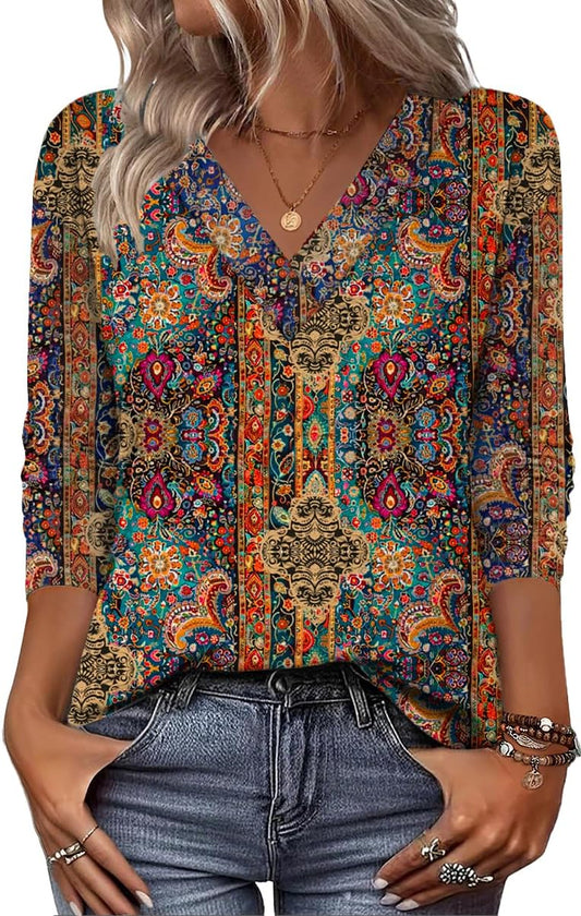 Women’s 2025 V-Neck Long Sleeve Top