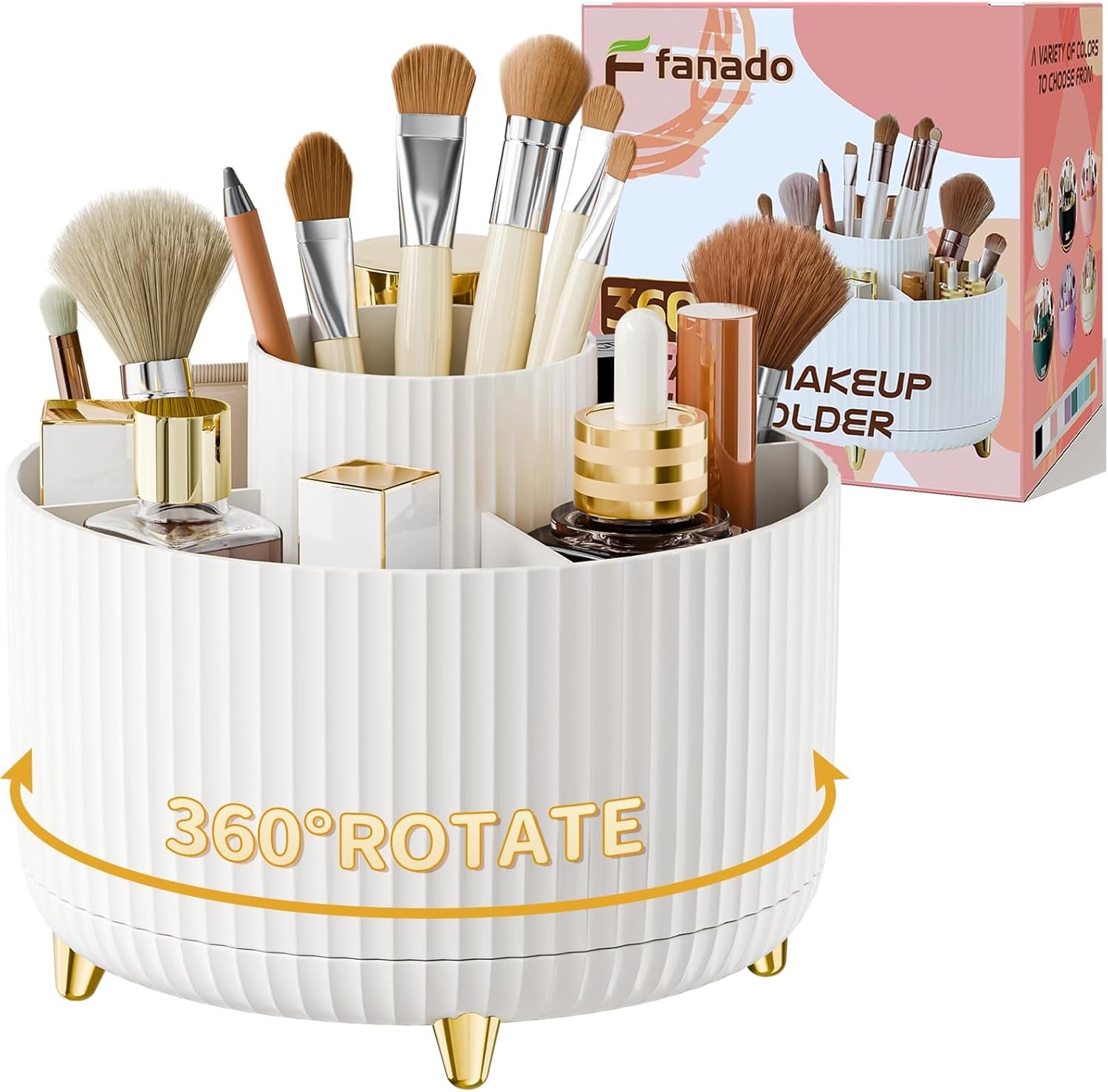 360° Rotate Makeup Brush Holder Organizer