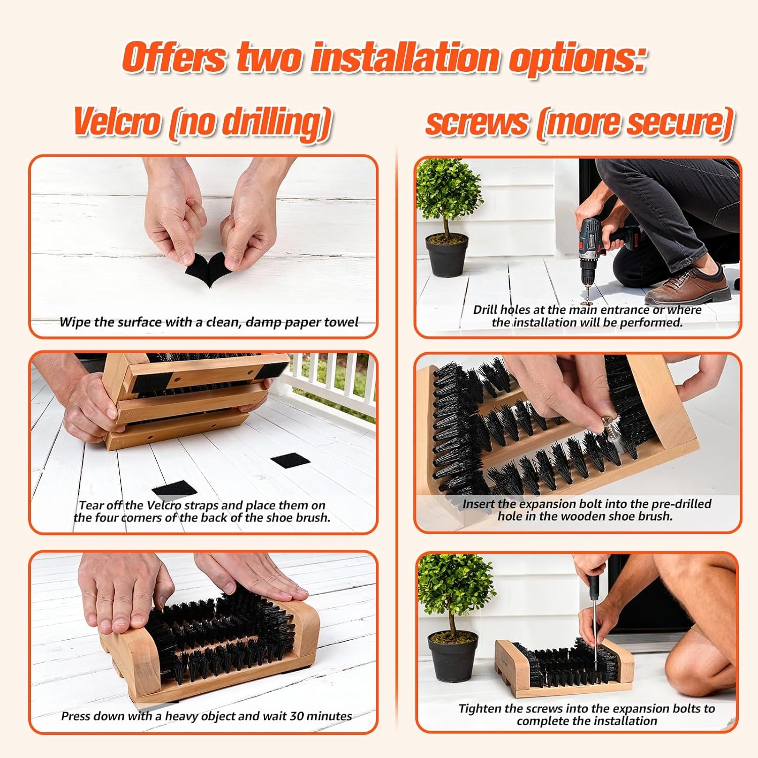 Wooden Boot Brush Scraper Outdoor - Boot Scrubber