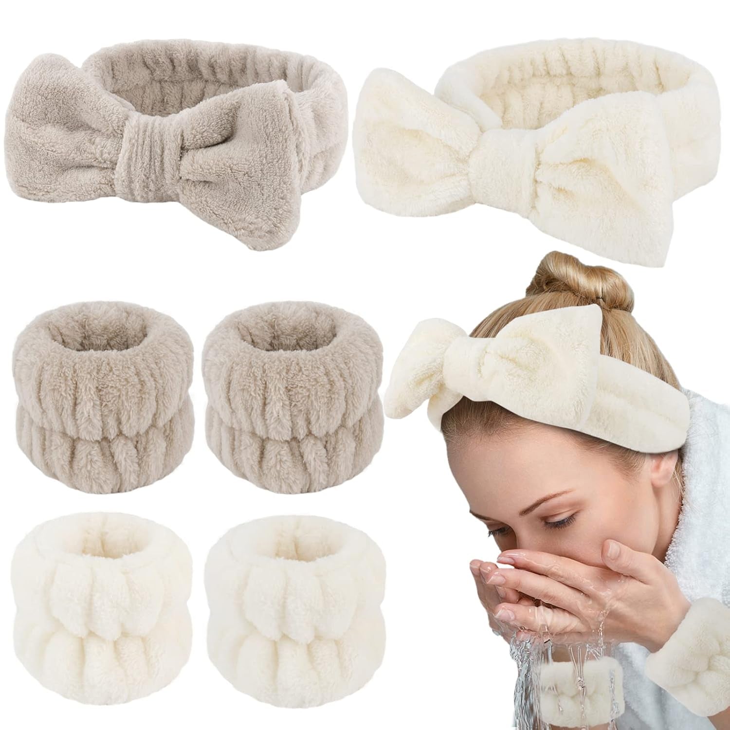 6PCS Spa Headband and Wristbands Set
