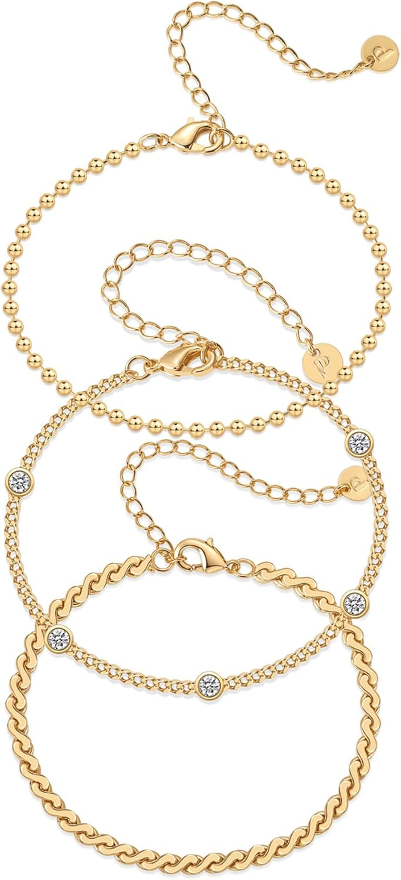 18K Gold Plated Chain Bracelet Pack