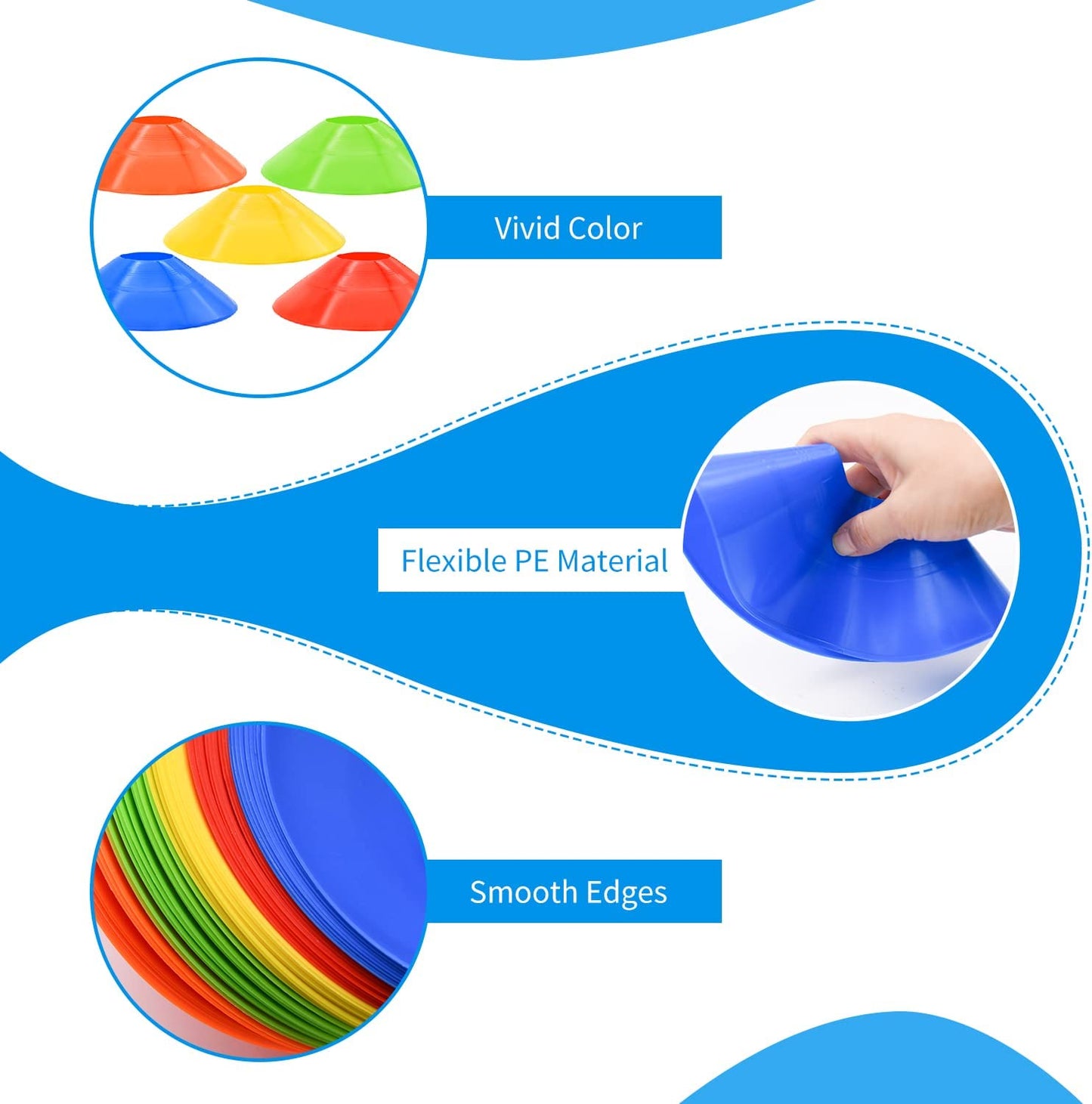 25/50/100Pcs Disc Cones, Agility Soccer Cones