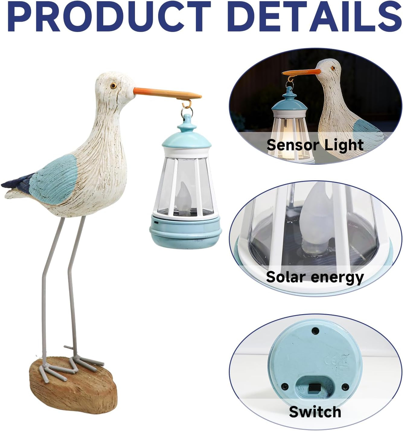 Solar Seagull Statues for Garden
