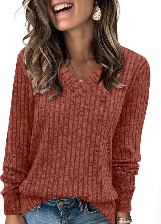 V Neck Long Sleeve Shirts for Women