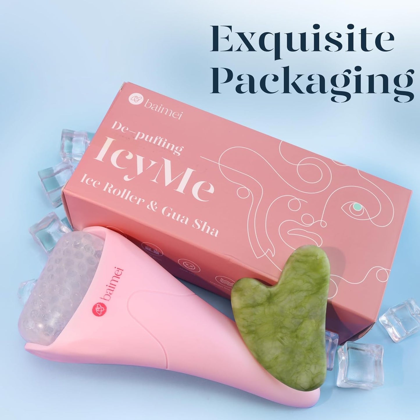 Icyme Ice Roller for Face and Gua Sha Facial Tool Set