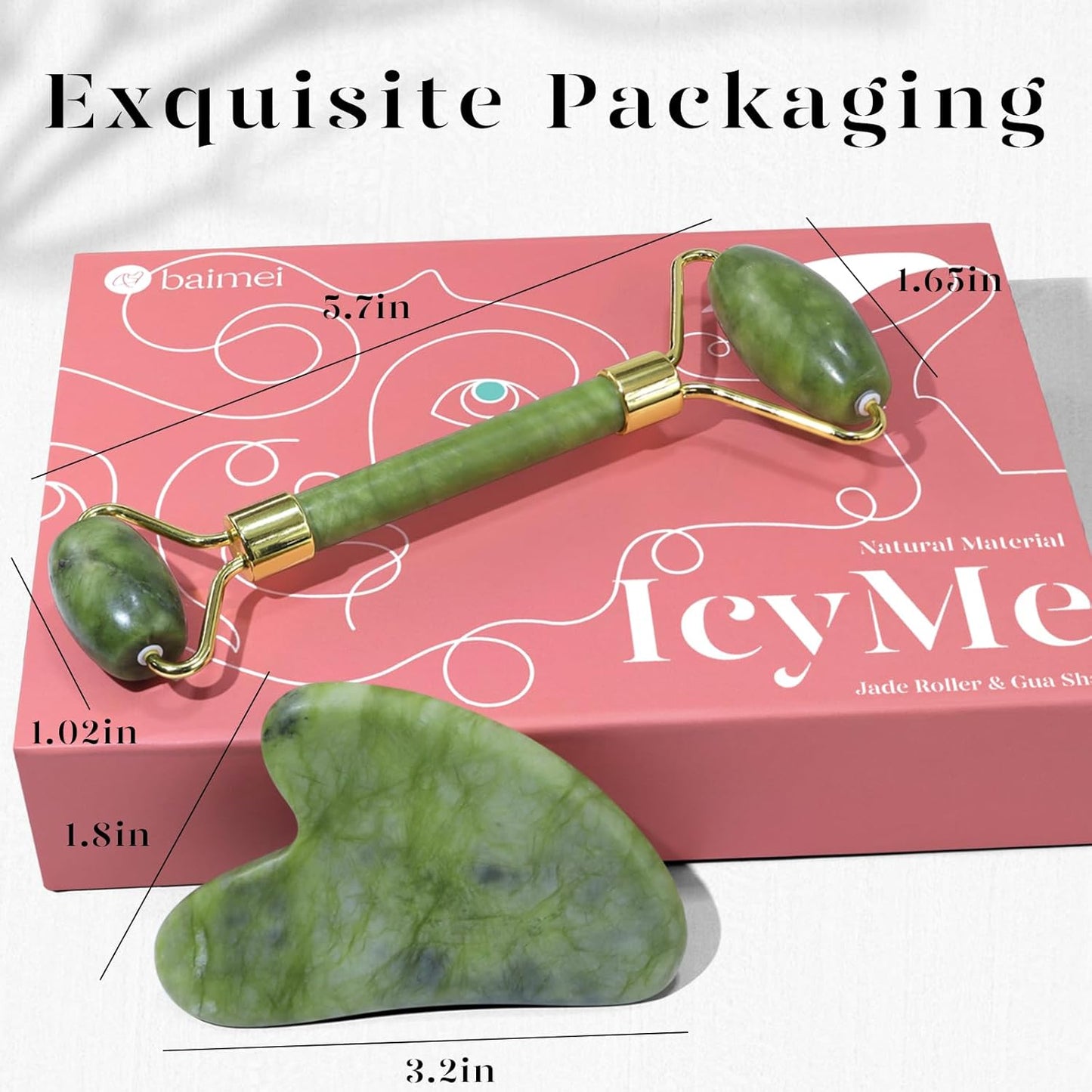 Icyme Gua Sha & Jade Roller Facial Tools Face Roller