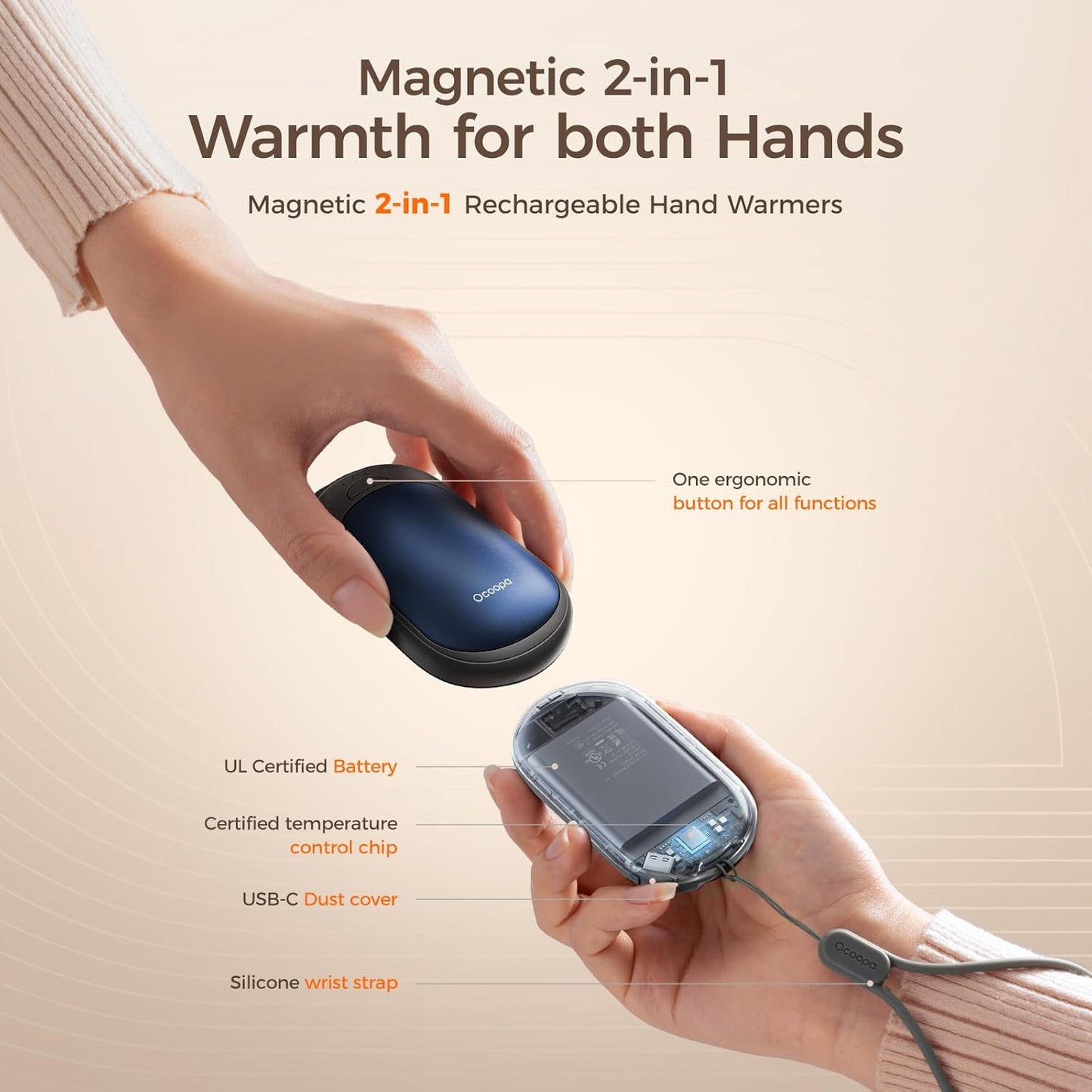 Magnetic Hand Warmers Rechargeable 2 Pack