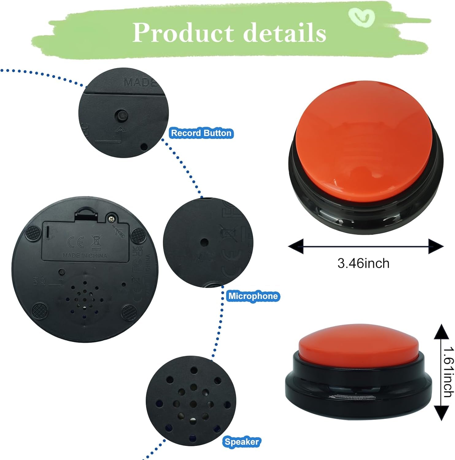Set of 4 Dog Buttons for Communication