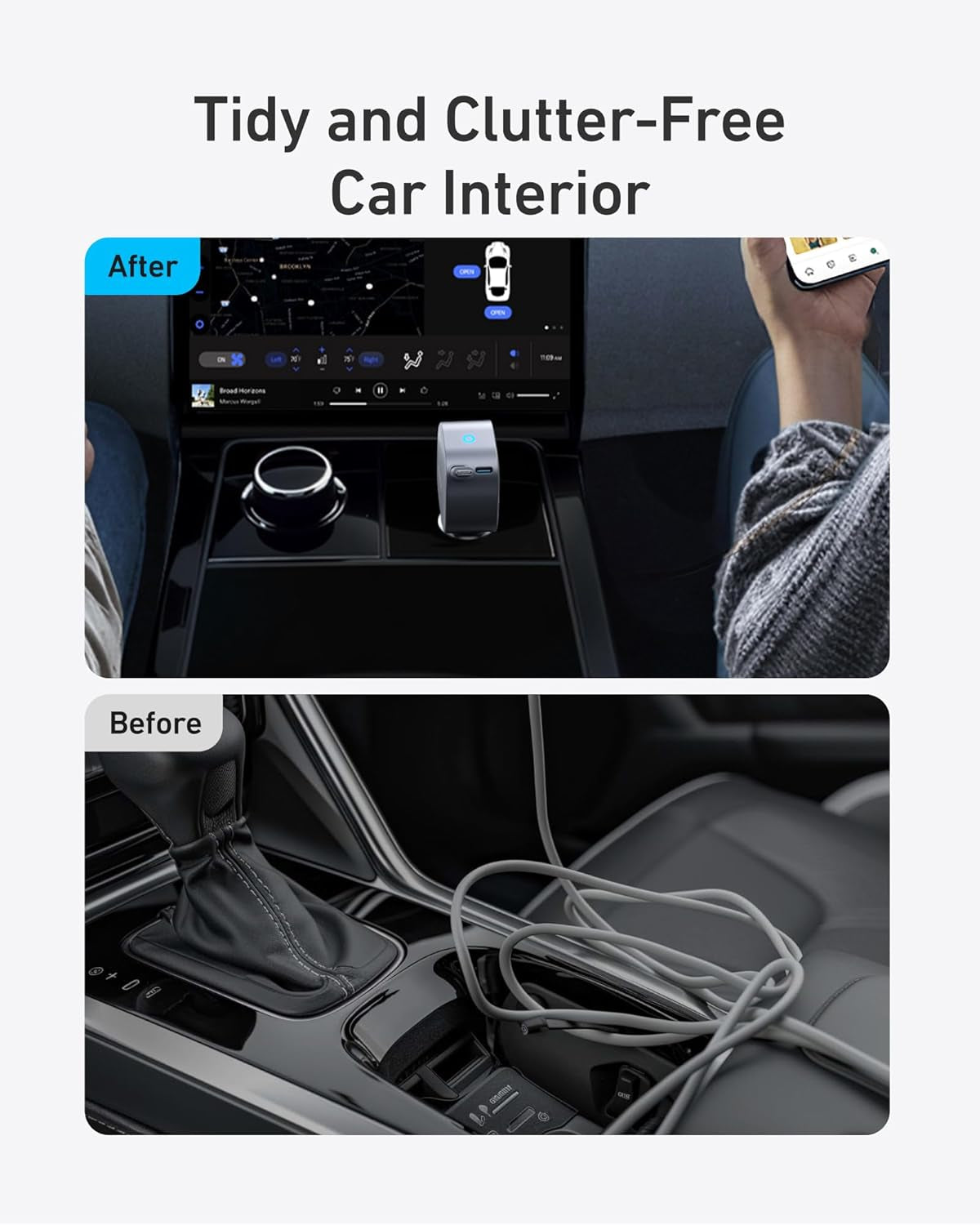 Retractable USB-C Car Charger, 75W Max Fast