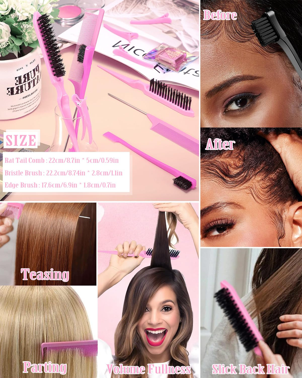 Hair Wax Stick & Slick Back Hair Brush
