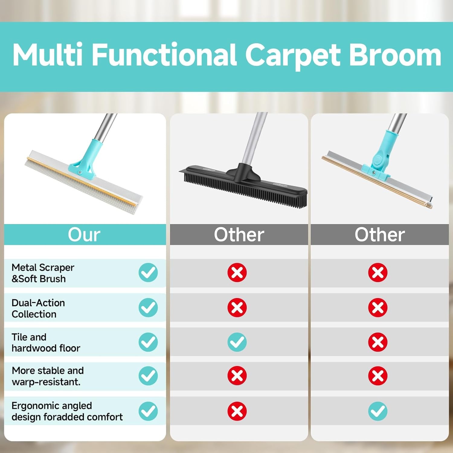 Carpet Rake for Pet Hair Removal Tool