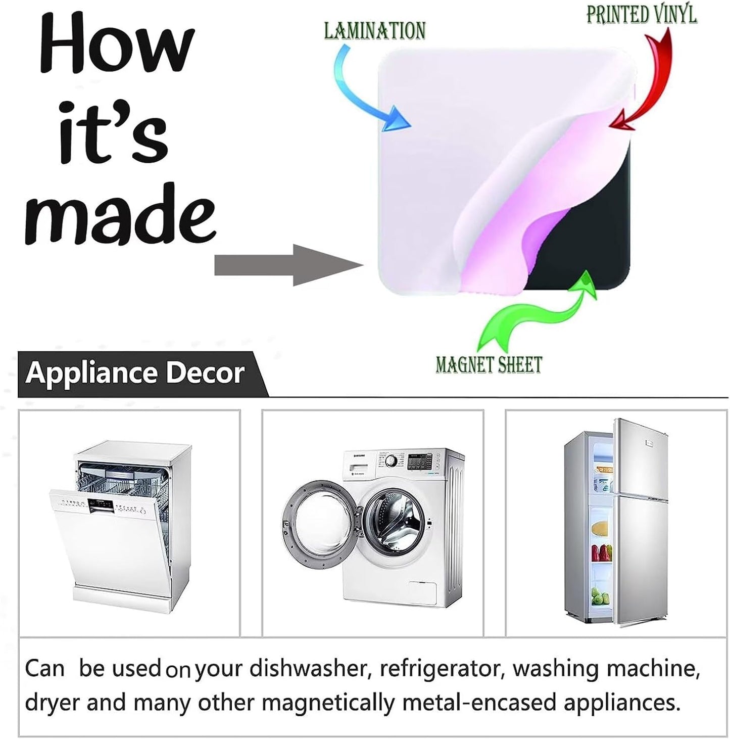 Vase Flowers Dishwasher Magnet Cover, Spring Summer Floral Butterfly Stickers Kitchen Decor, Beach View Starfish Shells Inspiring Quotes Home Appliances Magnetic Panel Decals 23X26