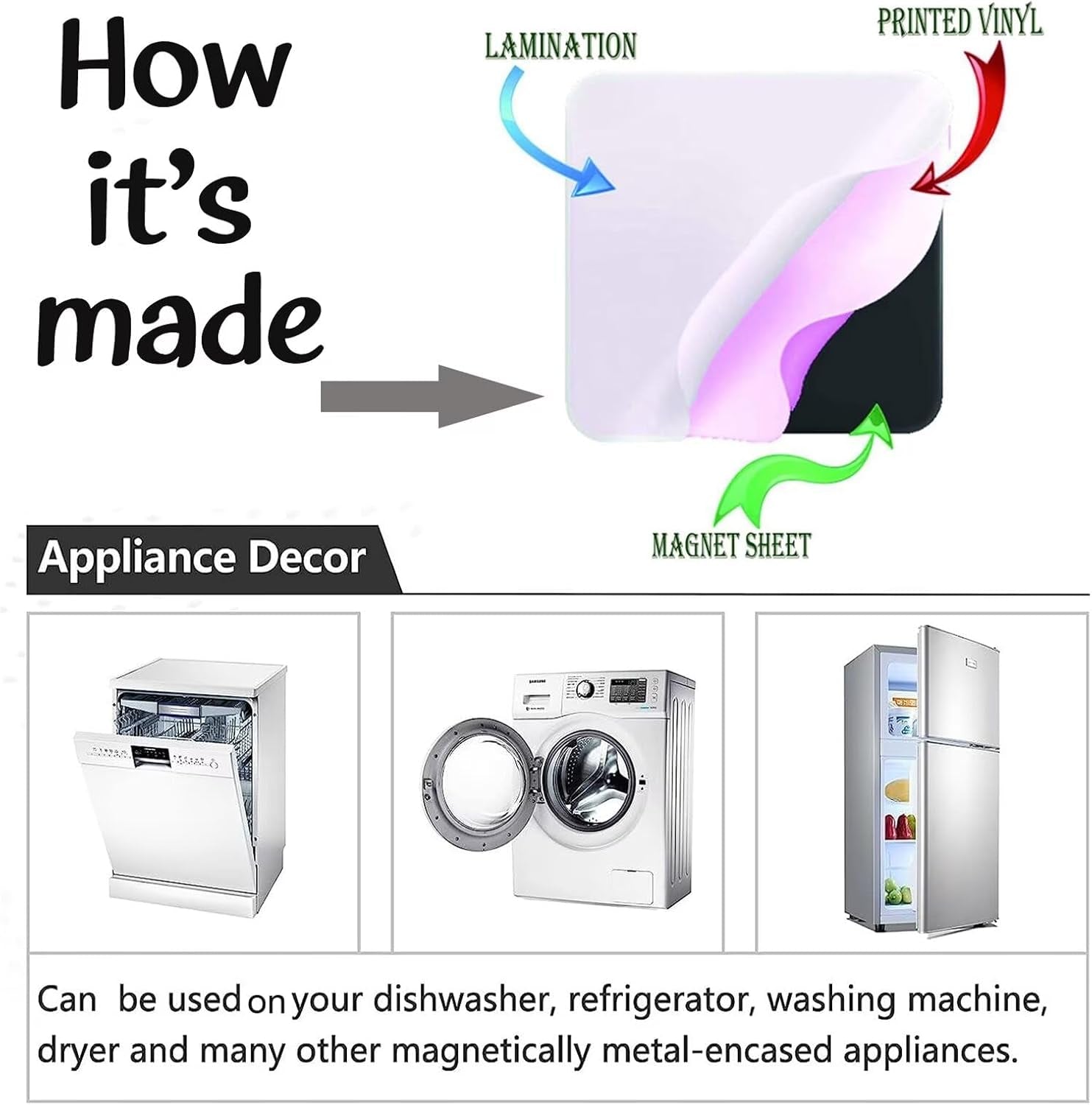 Vase Flowers Dishwasher Magnet Cover, Spring Summer Floral Butterfly Stickers Kitchen Decor, Beach View Starfish Shells Inspiring Quotes Home Appliances Magnetic Panel Decals 23X26