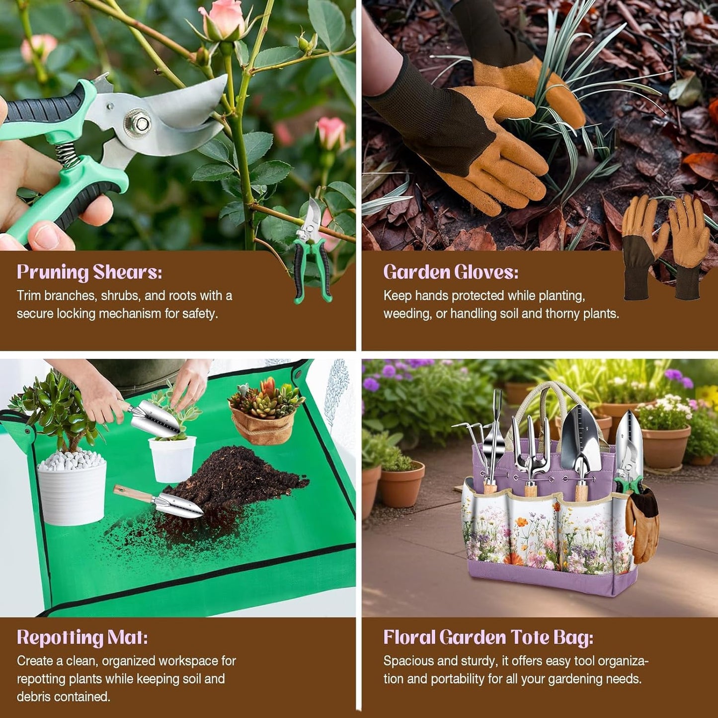 Gardening Tools 9-Piece Heavy-Duty Garden Tools Set
