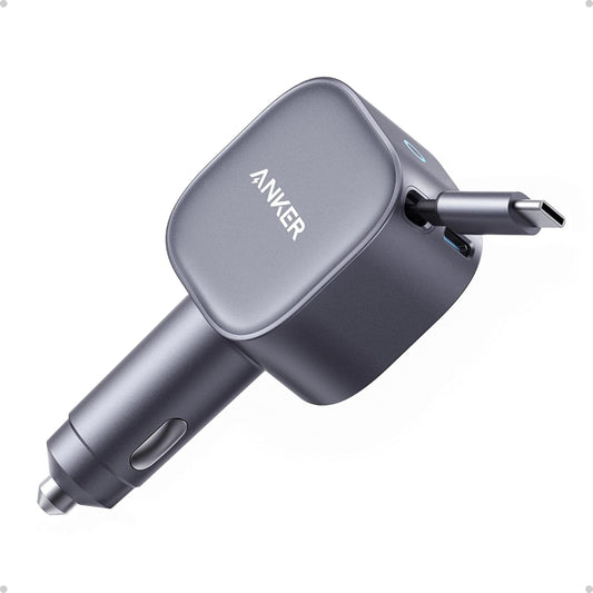 Retractable USB-C Car Charger, 75W Max Fast