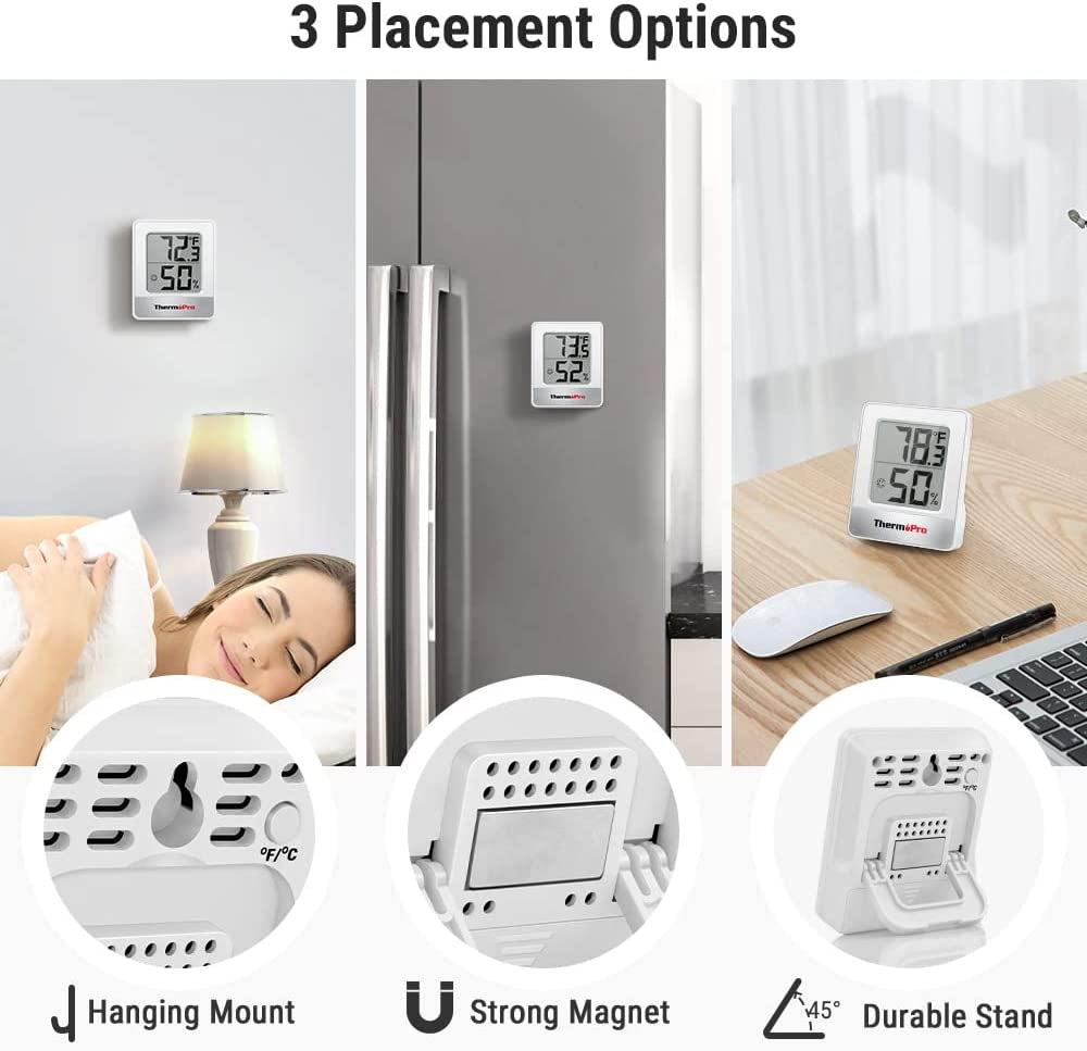 TP49 3 Pieces Digital Hygrometer Indoor Thermometer Humidity Meter Mini Hygrometer with Temperature and Humidity Monitor Outdoor and Room Thermometer Weather Station