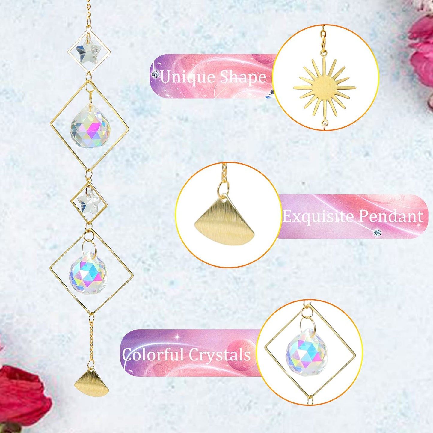 6Pieces Colorful Crystals Suncatcher