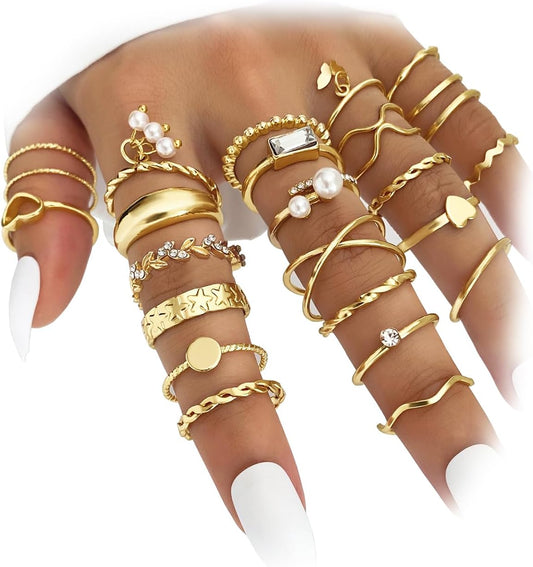Gold Knuckle Rings Set for Women