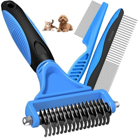 3PCS Pet Grooming Rake & Metal Comb & Flea Comb