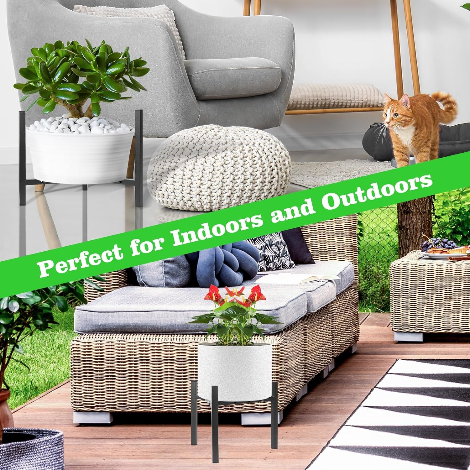 Plant Stand Indoor Adjustable, Metal Modern Plant Stands