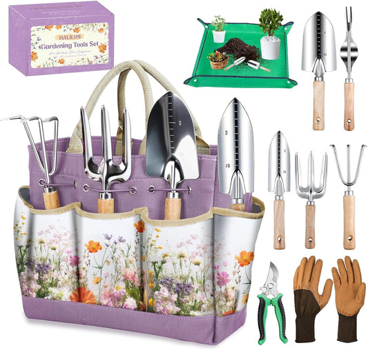 Gardening Tools 9-Piece Heavy-Duty Garden Tools Set