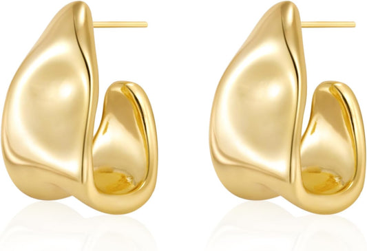 Chunky 14K Gold Plated Stud Earrings