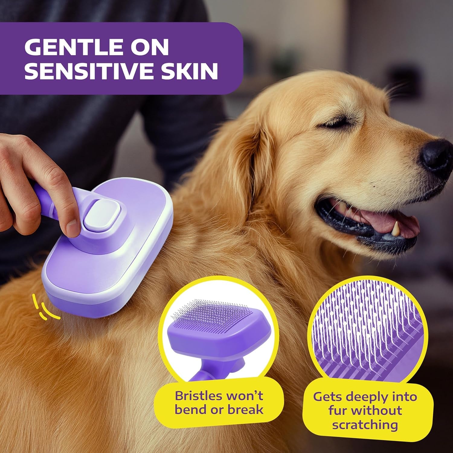 Self Cleaning Slicker Brush for Dogs and Cats