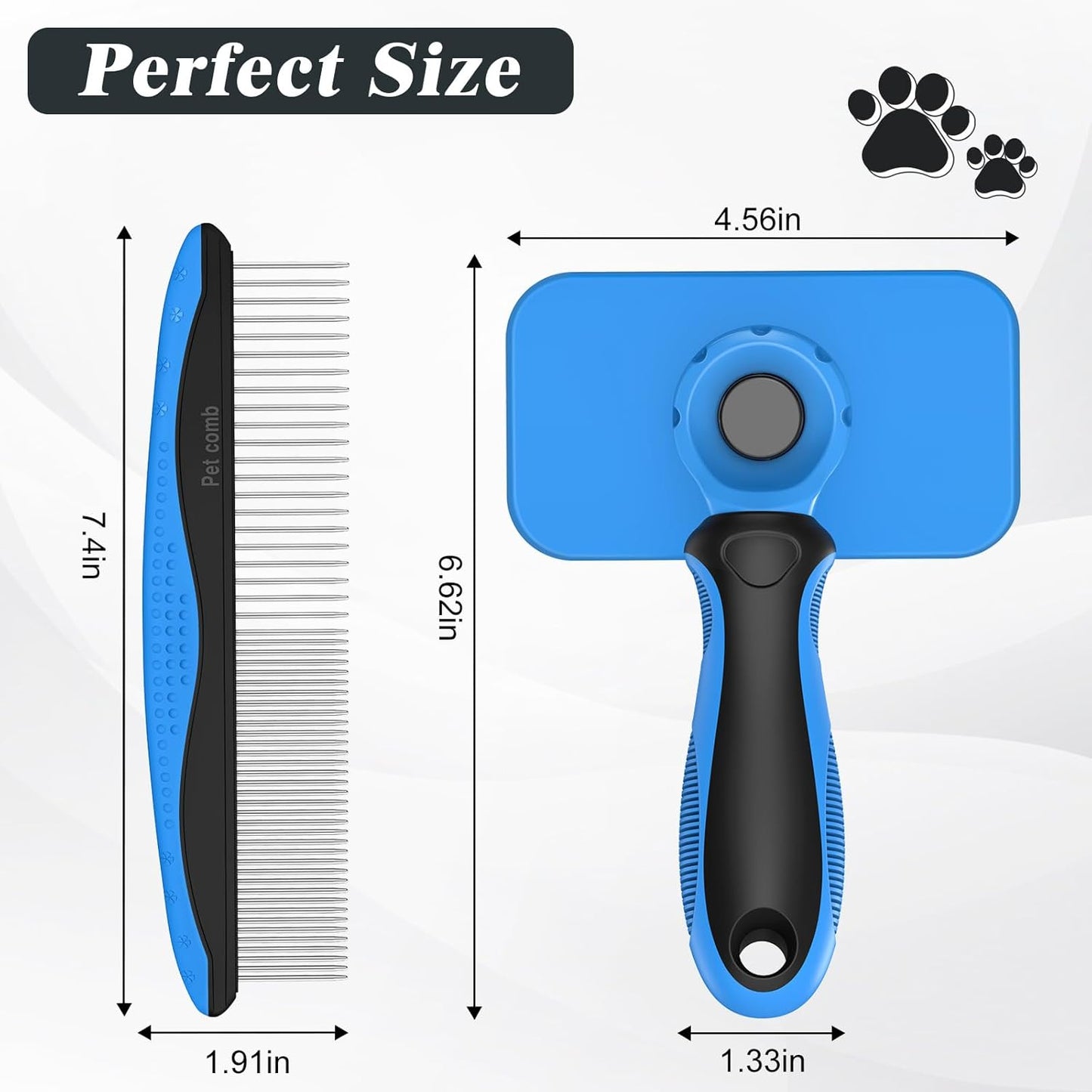 2PCS Self Cleaning Slicker Brush & Dog Comb
