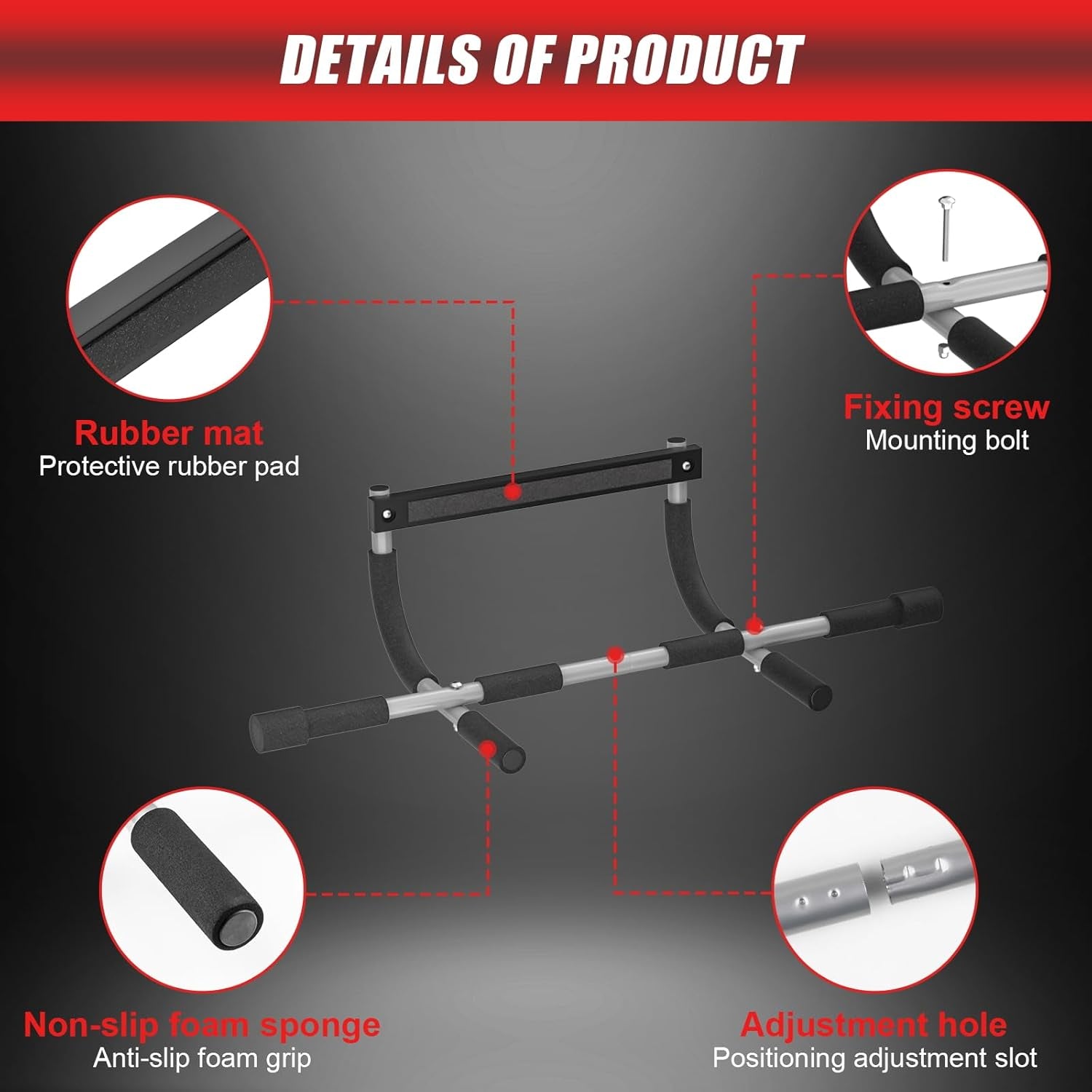 Pull up Bar for Doorway, Portable Pull-Up Bar