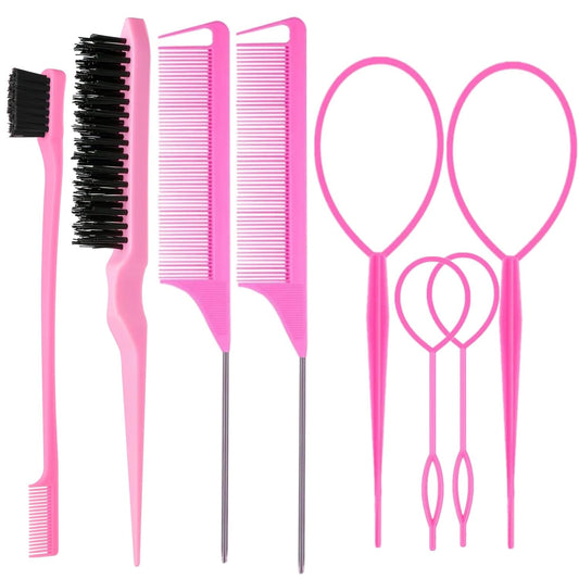 8Pcs Hair Brushes Set with 4Pcs Topsy