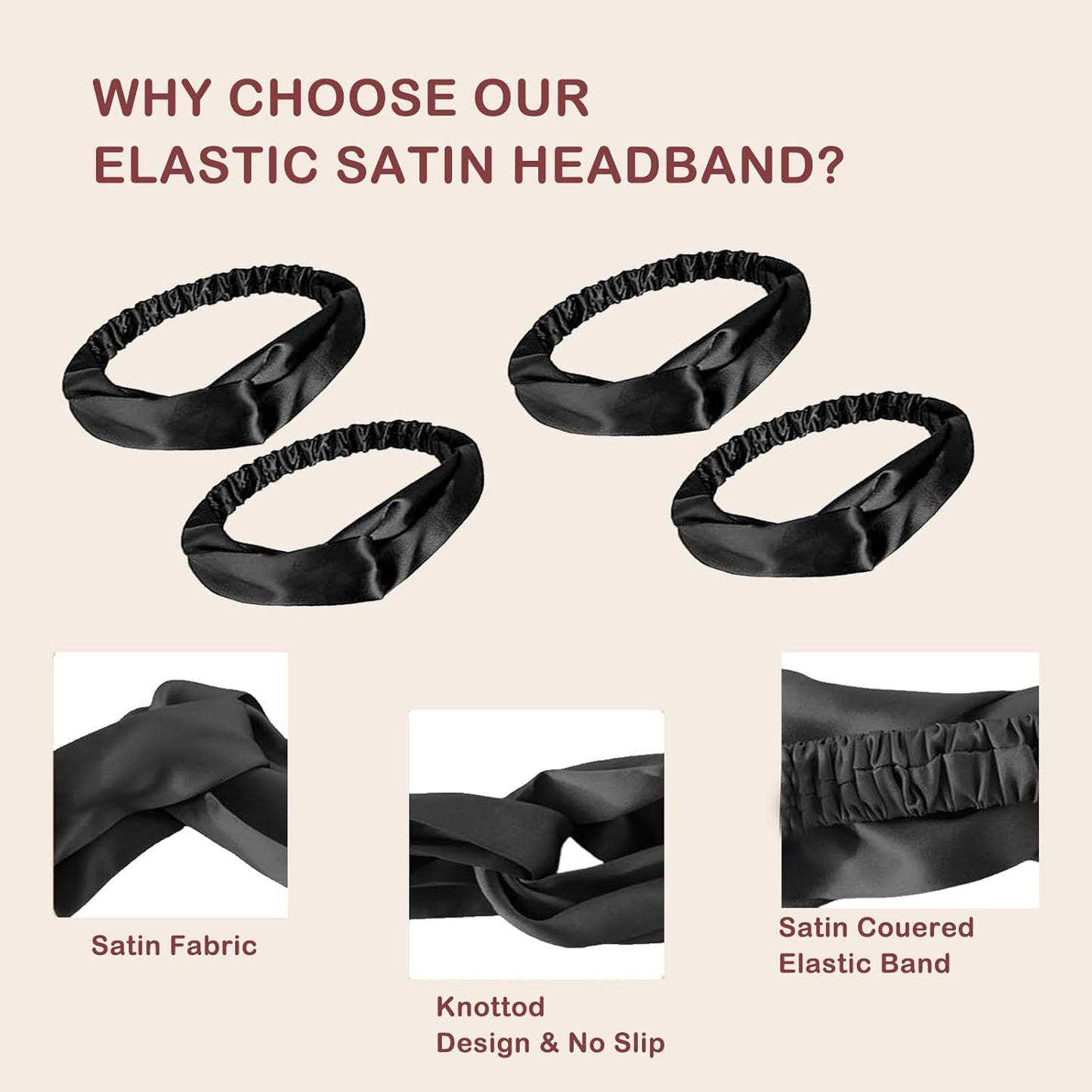 Satin Headband 6PACK Silk Headbands