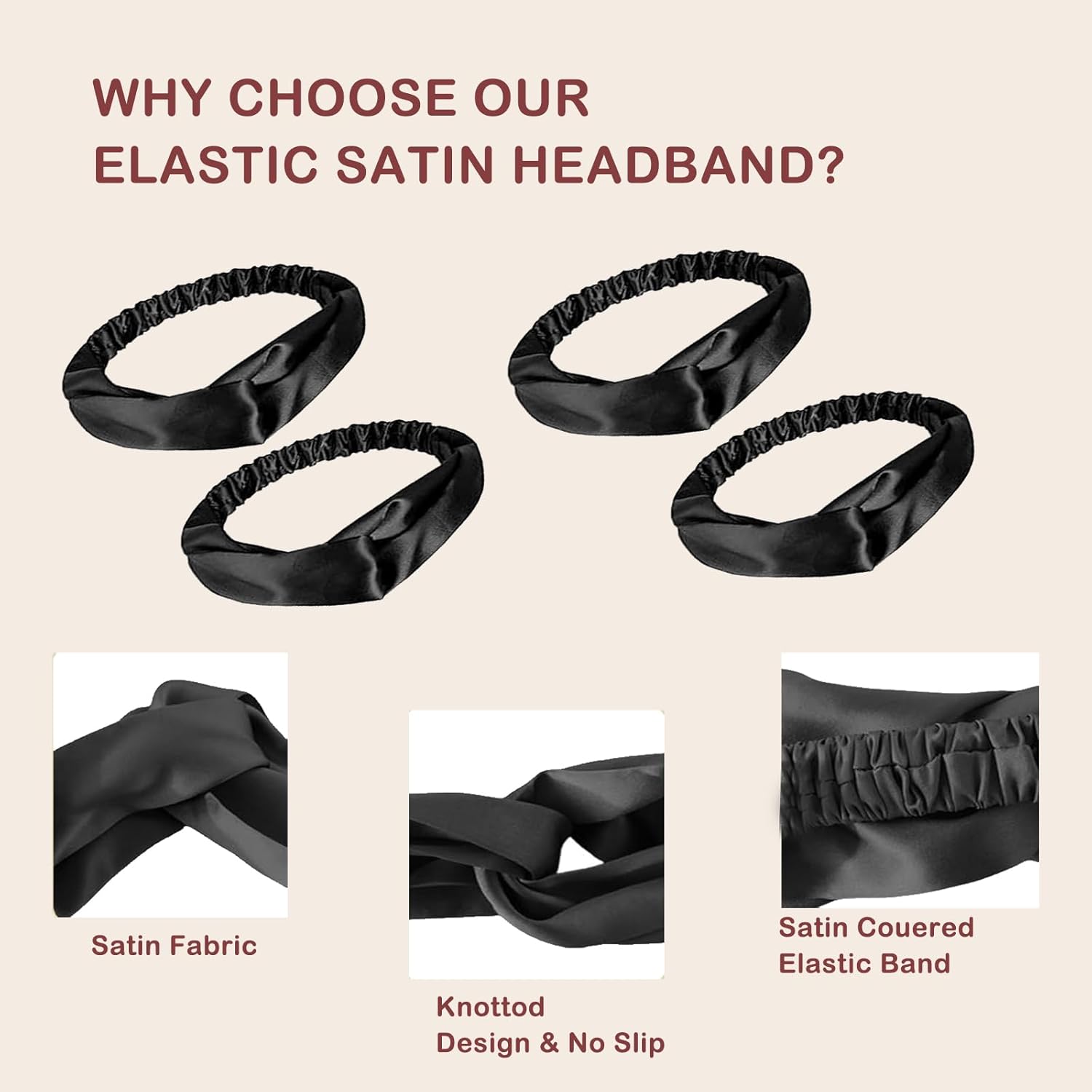 Satin Headband 6PACK Silk Headbands