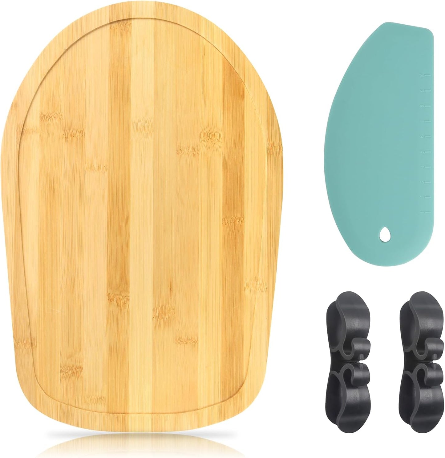 Sliding Mat for Kitchen Aid 4.5-5 Qt Stand Mixer with 1Pc Gourmet Bowl Scraper and 2Pcs Cord Organizer for Kitchen Appliance Slider (4.5-5 Qt 1Pc Silicone Dough Scraper and 2X Cord Organizer, Natural)