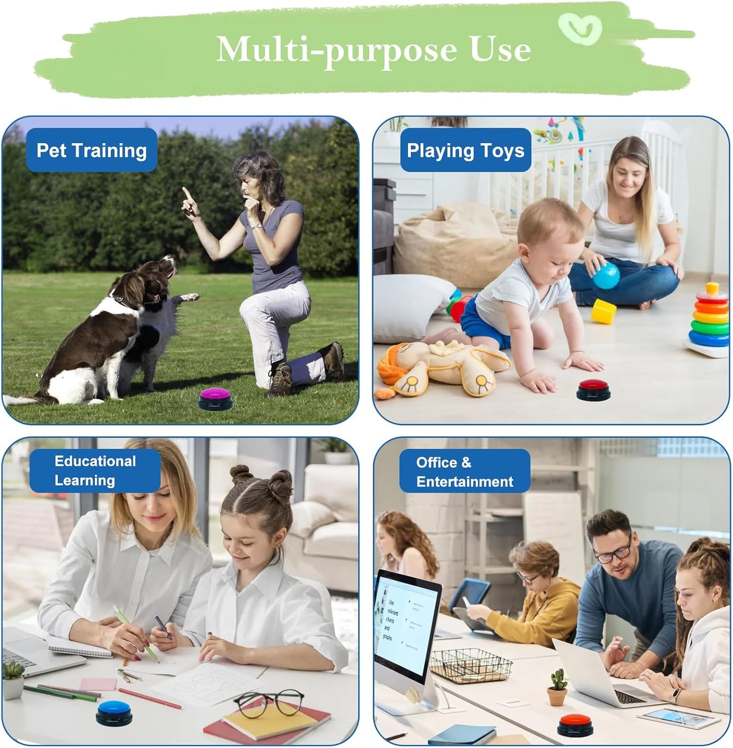 Set of 4 Dog Buttons for Communication