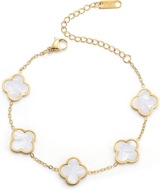 18K Gold Plated Clover Link Bracelet