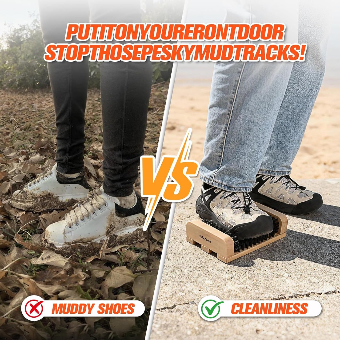 Wooden Boot Brush Scraper Outdoor - Boot Scrubber