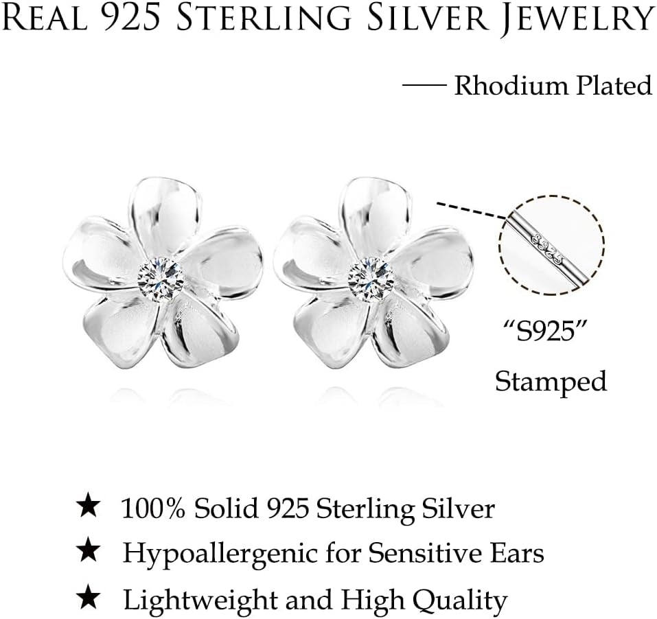 Solid 925 Sterling Silver Plumeria Flower