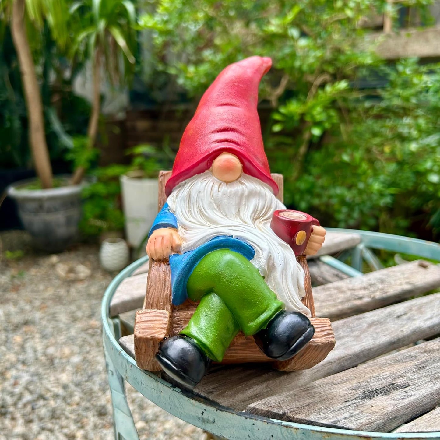 Drinking Coffee Faceless Garden Gnome