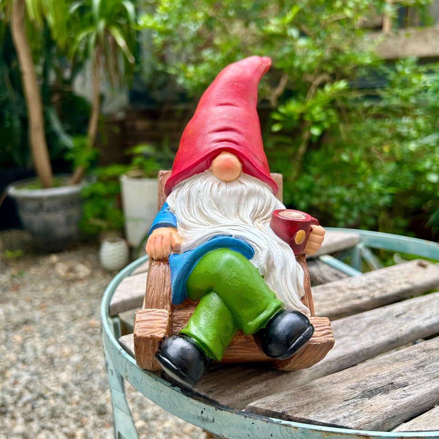 Drinking Coffee Faceless Garden Gnome