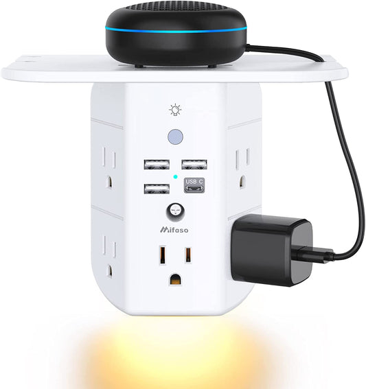 3-Sided Power Strip w/ Shelf & USB