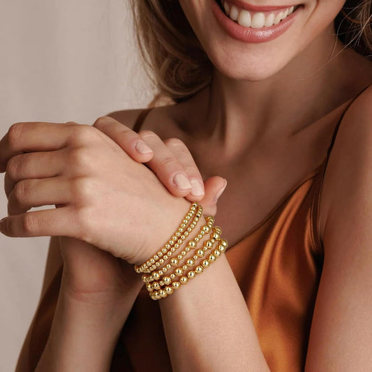 14K Gold Plated Beaded Bracelets Set