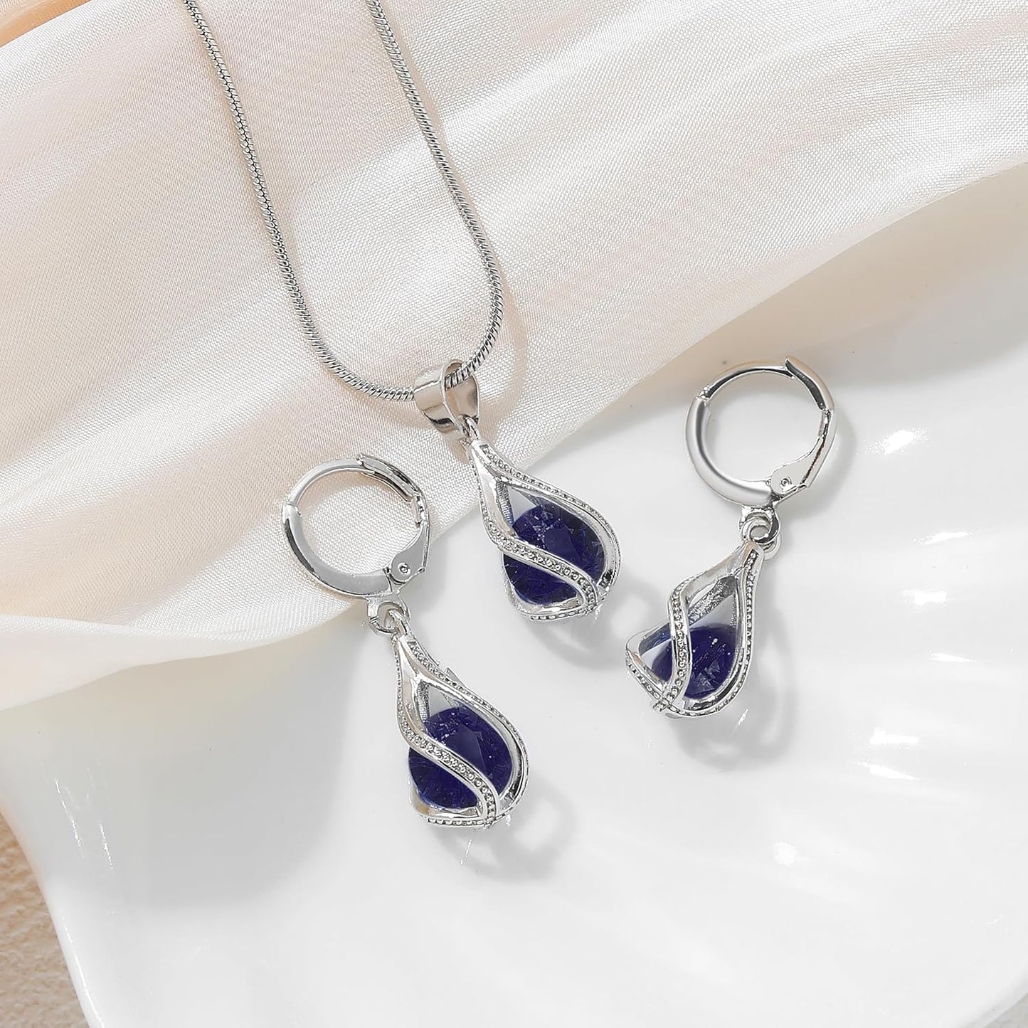 Silver Jewelry Sets for Women Rhinestone