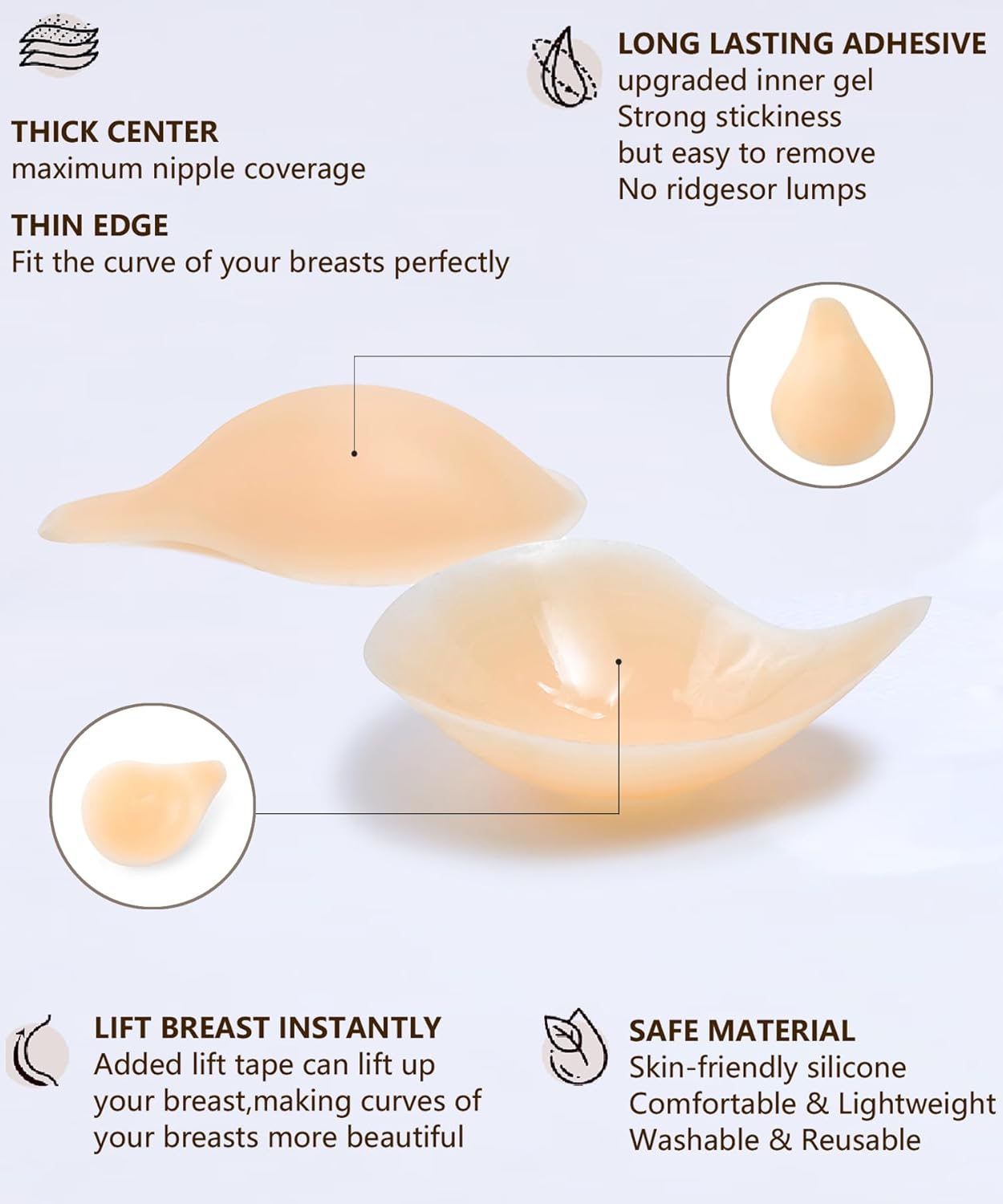 2025 Added Lift Seamless Nipple Covers
