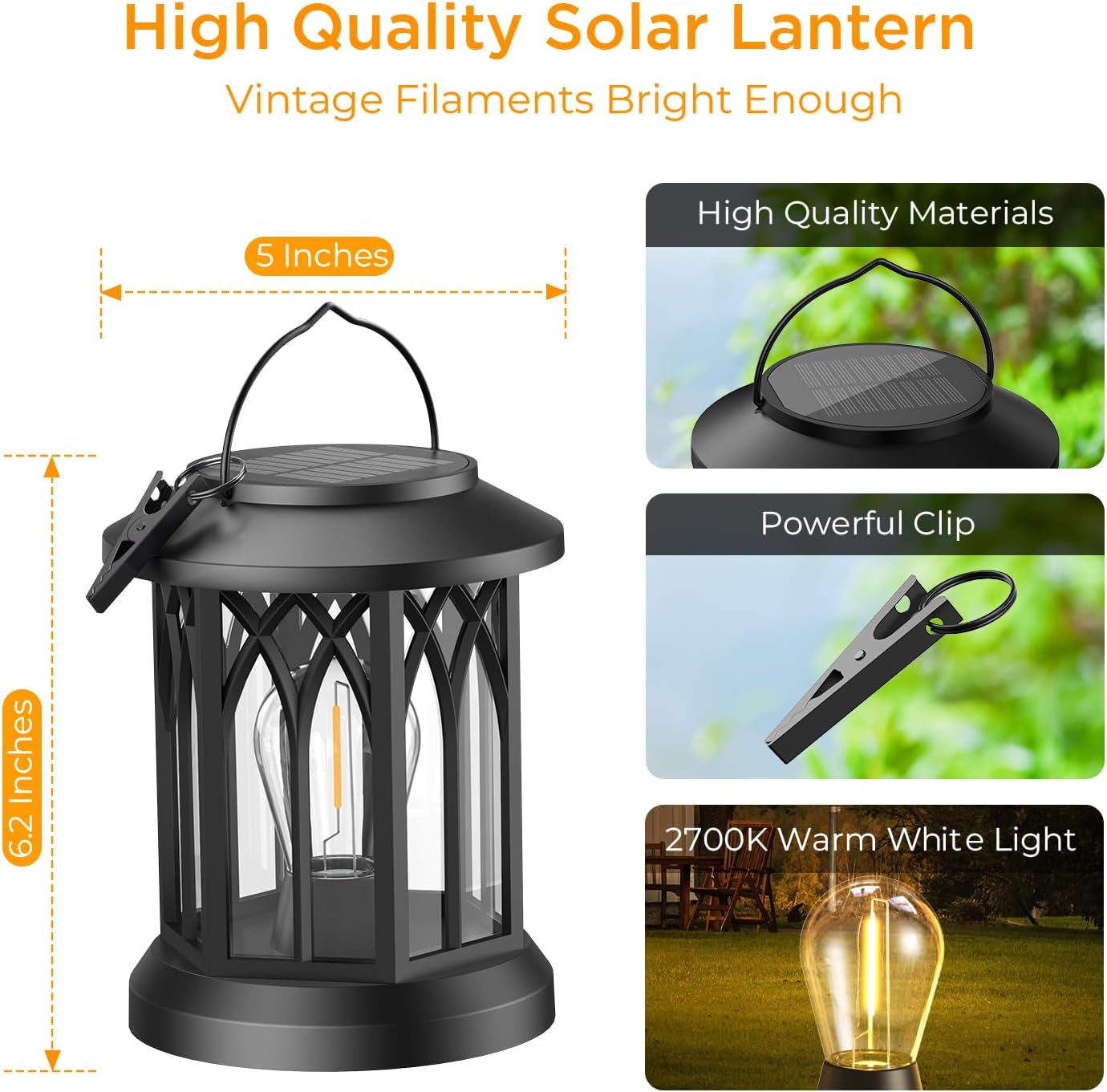 Solar Lanterns Outdoor Waterproof, Upgraded Bright