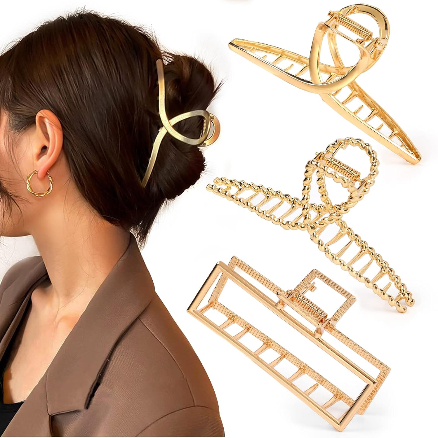 3 PCS Metal Large Claw Clips for Thick Heavy Hair