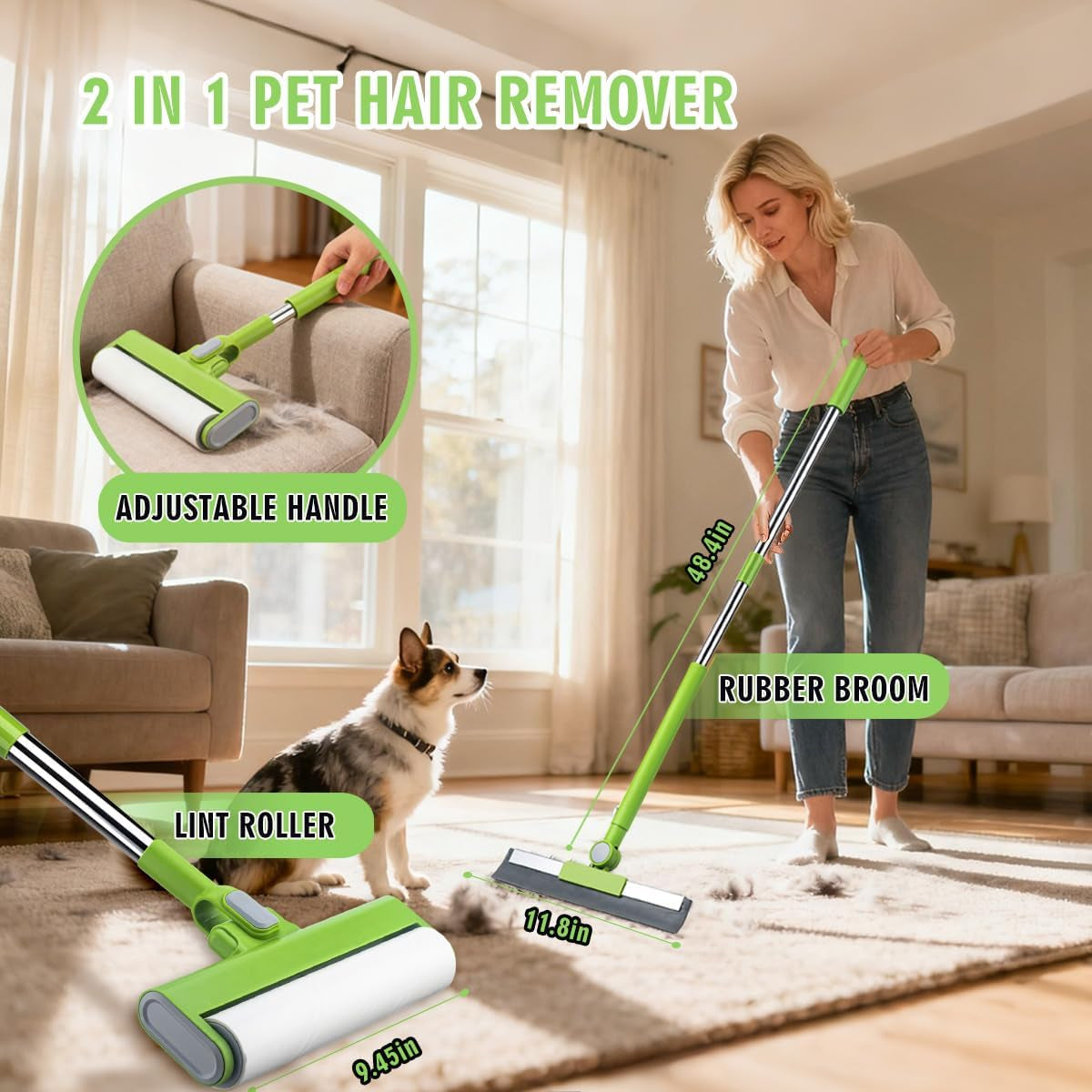 Pet Hair Remover Kit - Including Carpet Rake