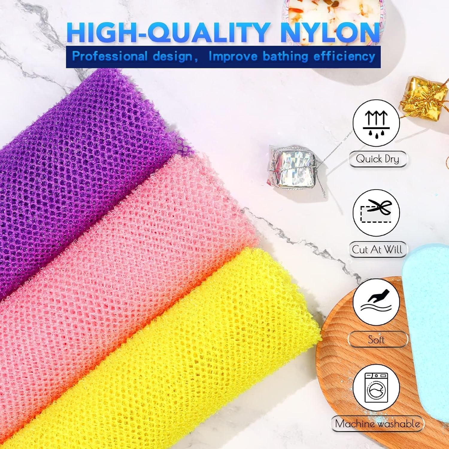 3 Pieces African Bath Sponge African Net Long
