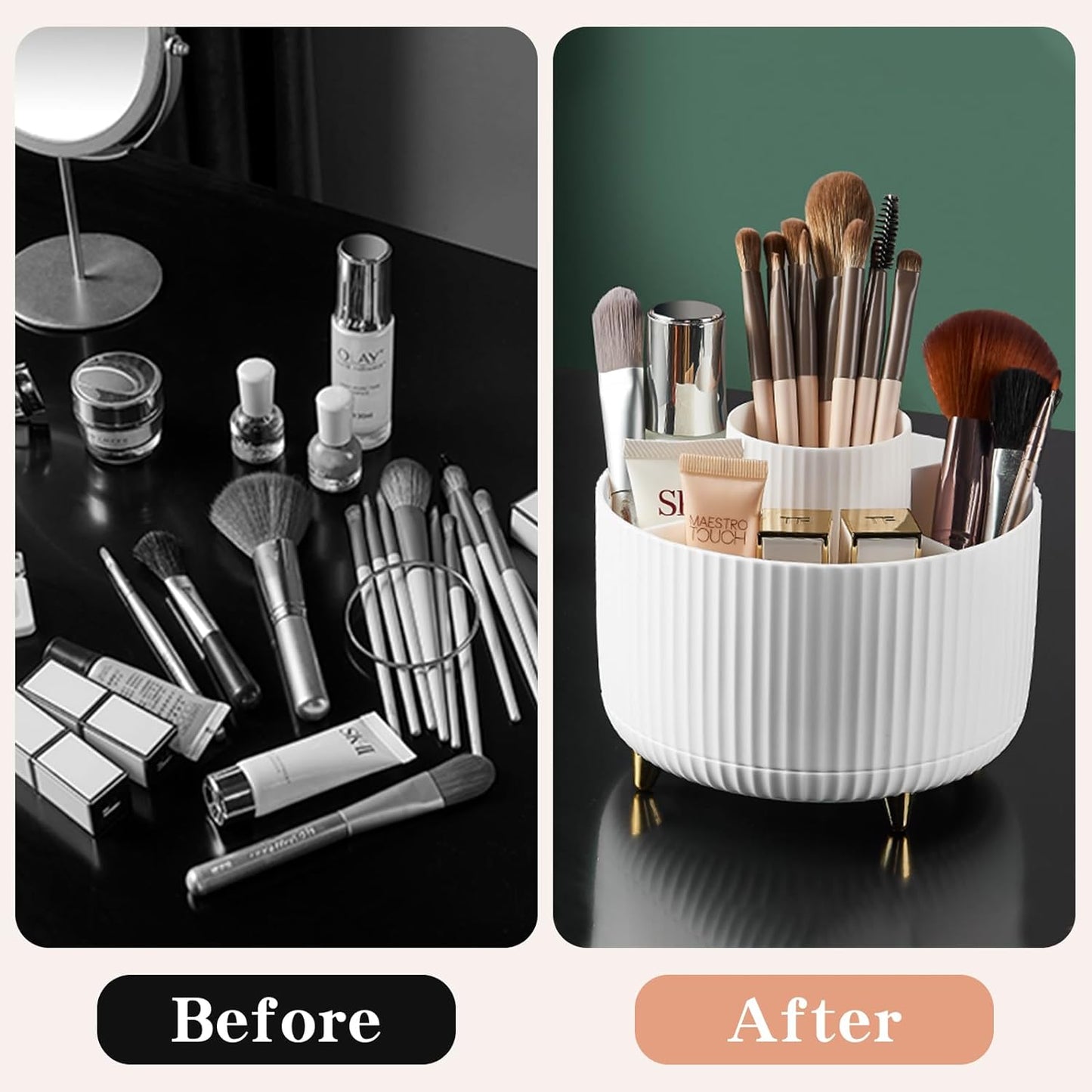 360° Rotate Makeup Brush Holder Organizer